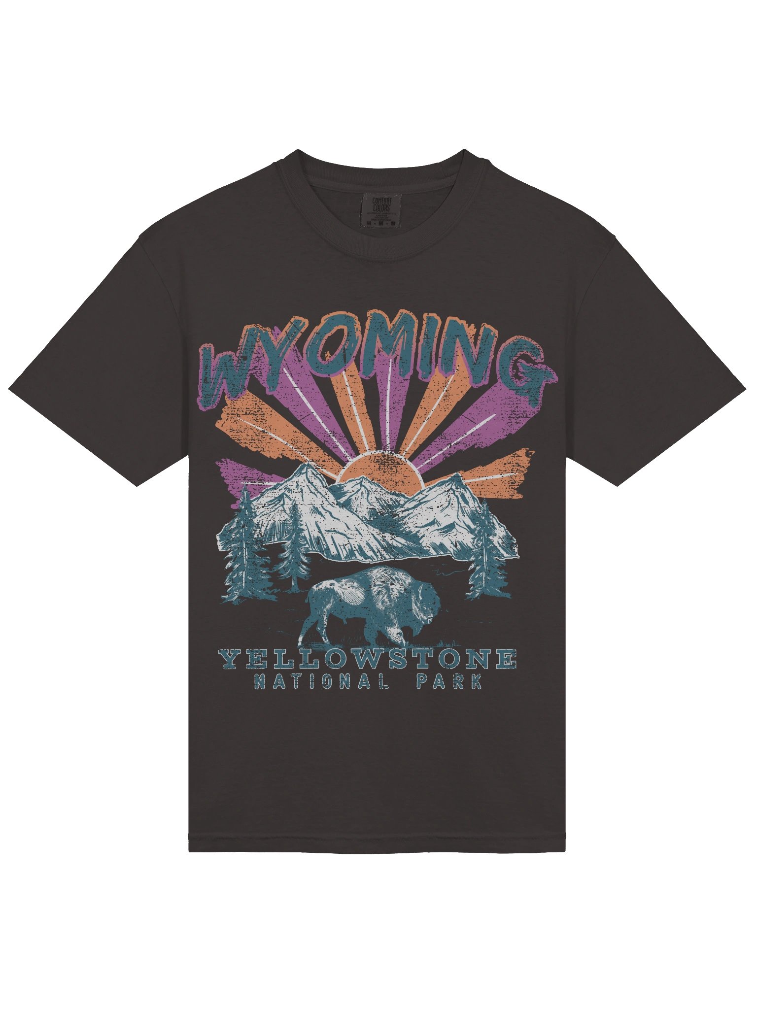 Wyoming Yellowstone National Park Shirt – Vintage Bison Mountain Retro Sunset Travel Tee product image (7)