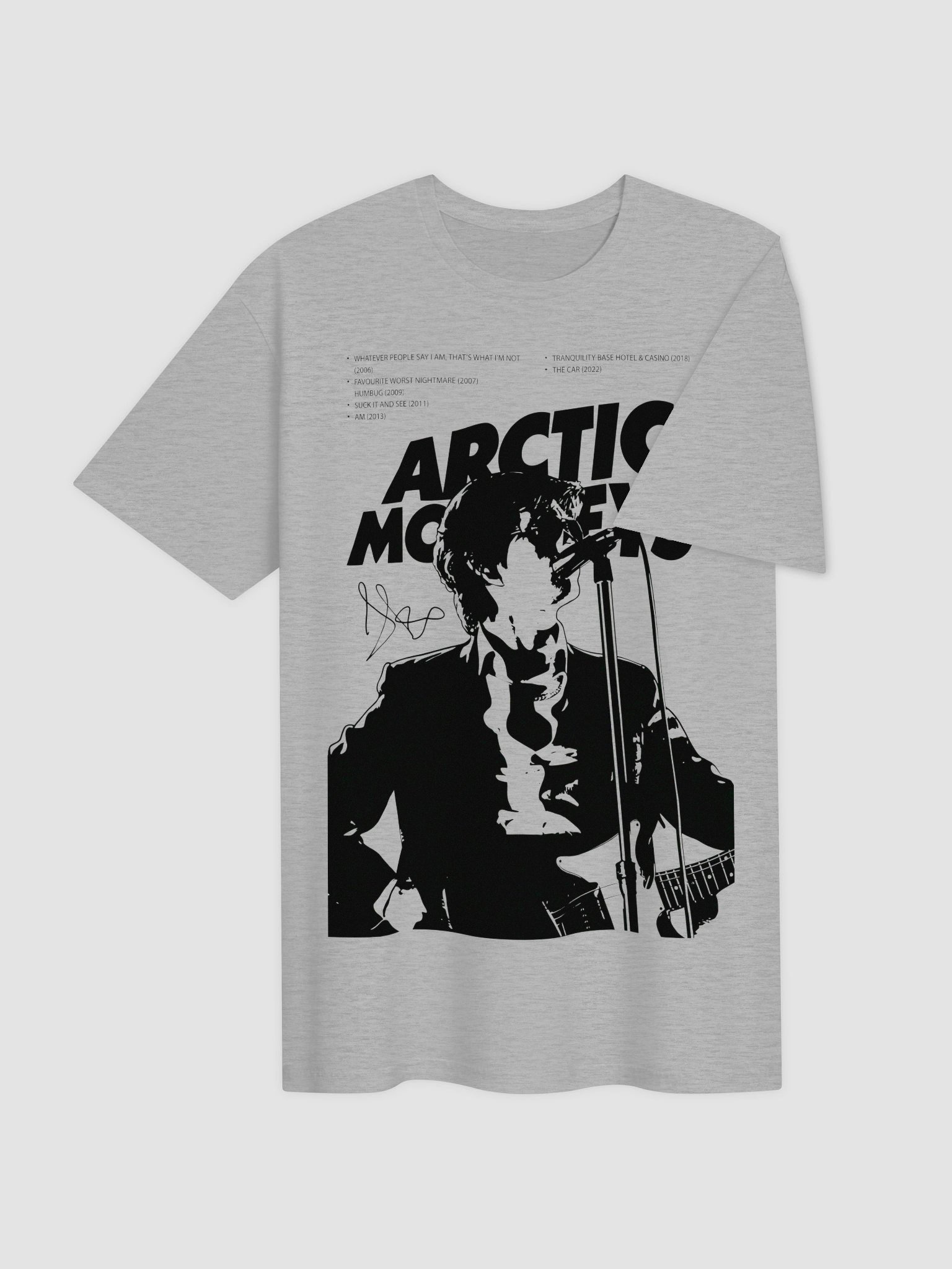 Arctic Monkeys Discography T-Shirt | Alex Turner Silhouette Graphic | Indie Rock Vintage Band Tee product image (3)