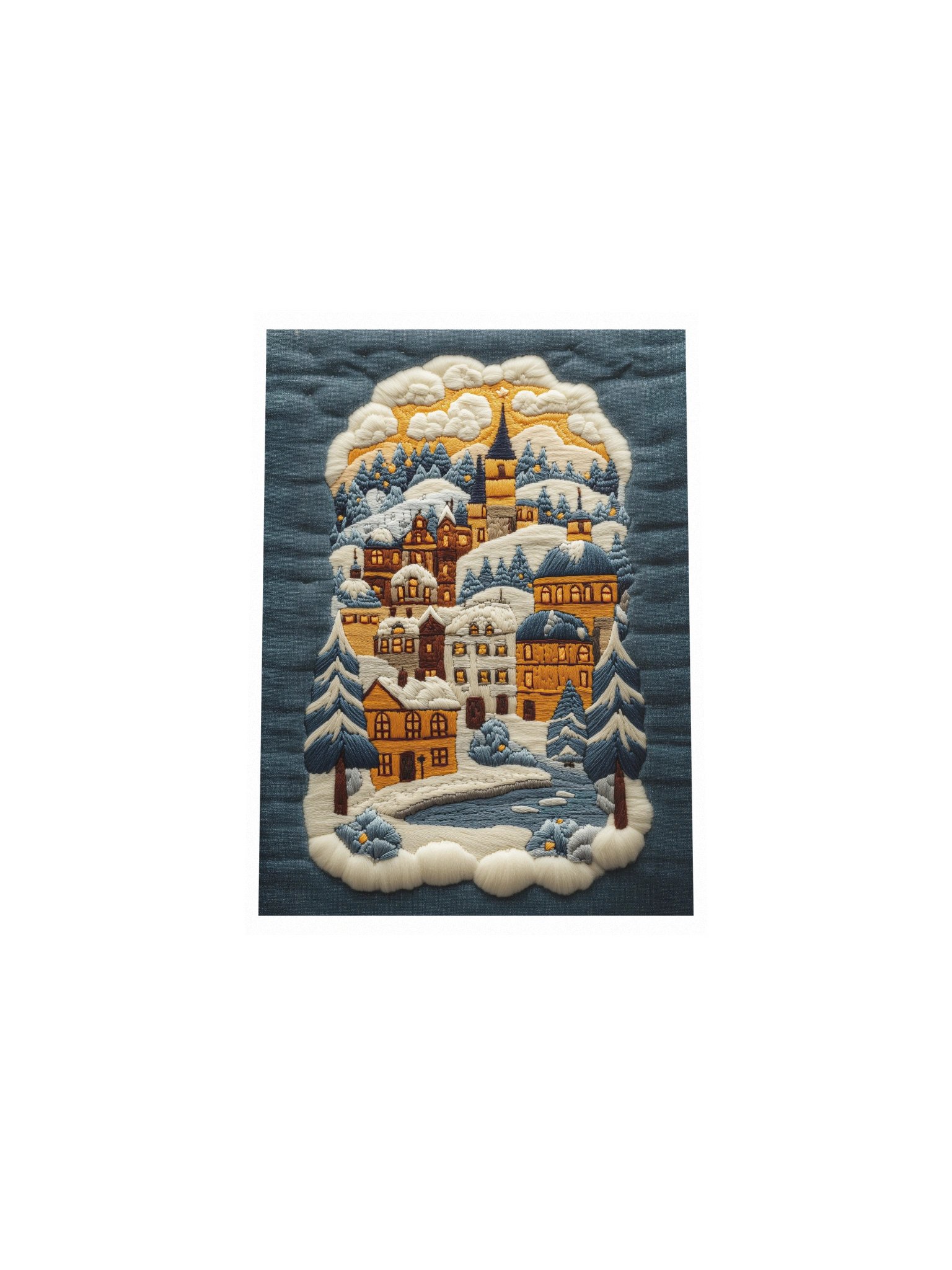 Winter Somewhere in Norway | Embroidery-Style Wall Art — Unframed Print product image (4)