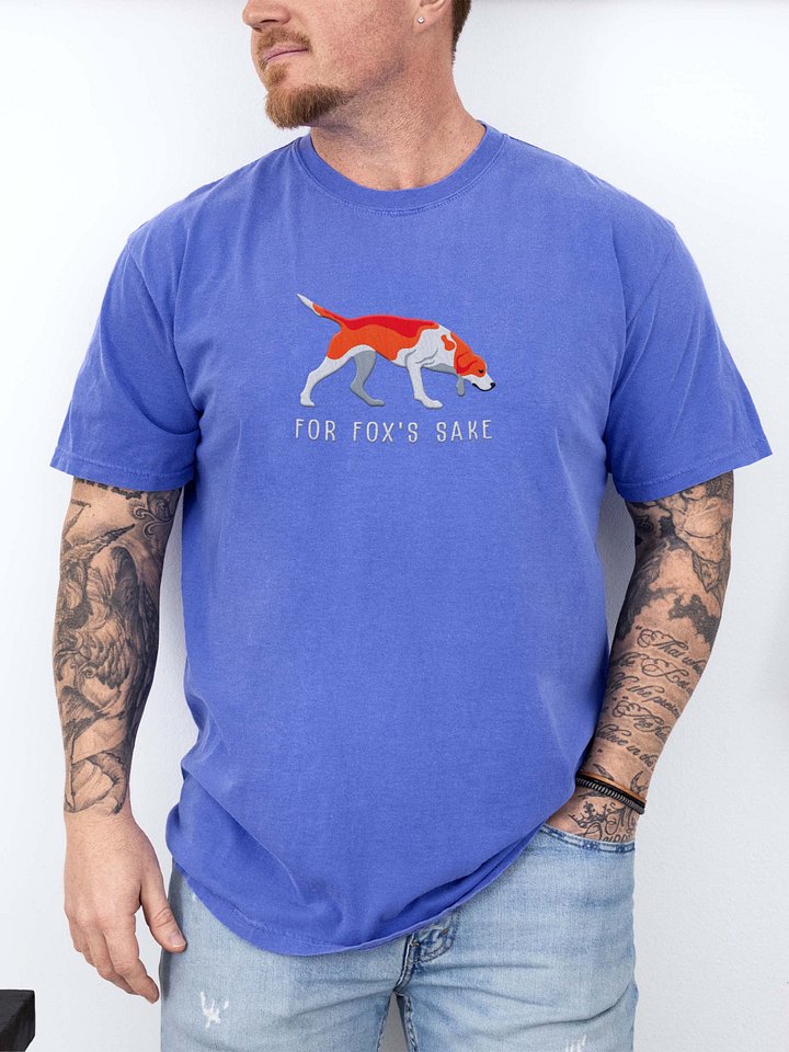 For Fox's Sake T-Shirt(Embroidered) of an American Foxhound(Red & White) product image (2)