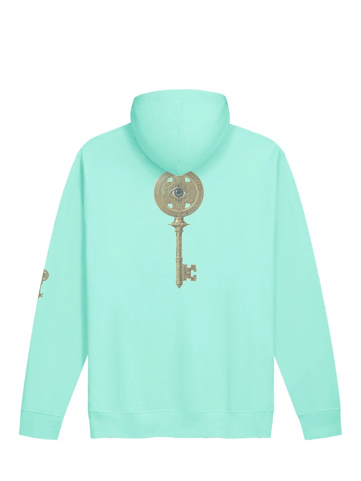 The Gatekeeper’s Key – Mint Reverse Edition (Back + Left Sleeve Print) | Unisex Midweight Hoodie product image (2)