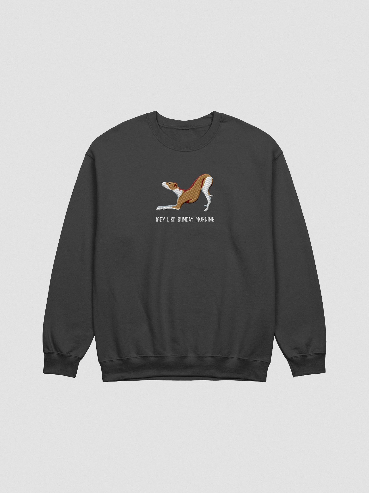 Iggy Like Sunday Morning Sweatshirt (Embroidered) of an Italian Greyhound(Brown & White) product image (4)