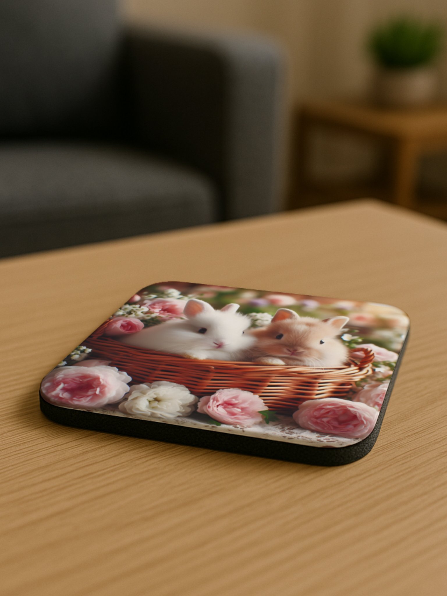 Rose Bunnies Cork Coaster product image (4)