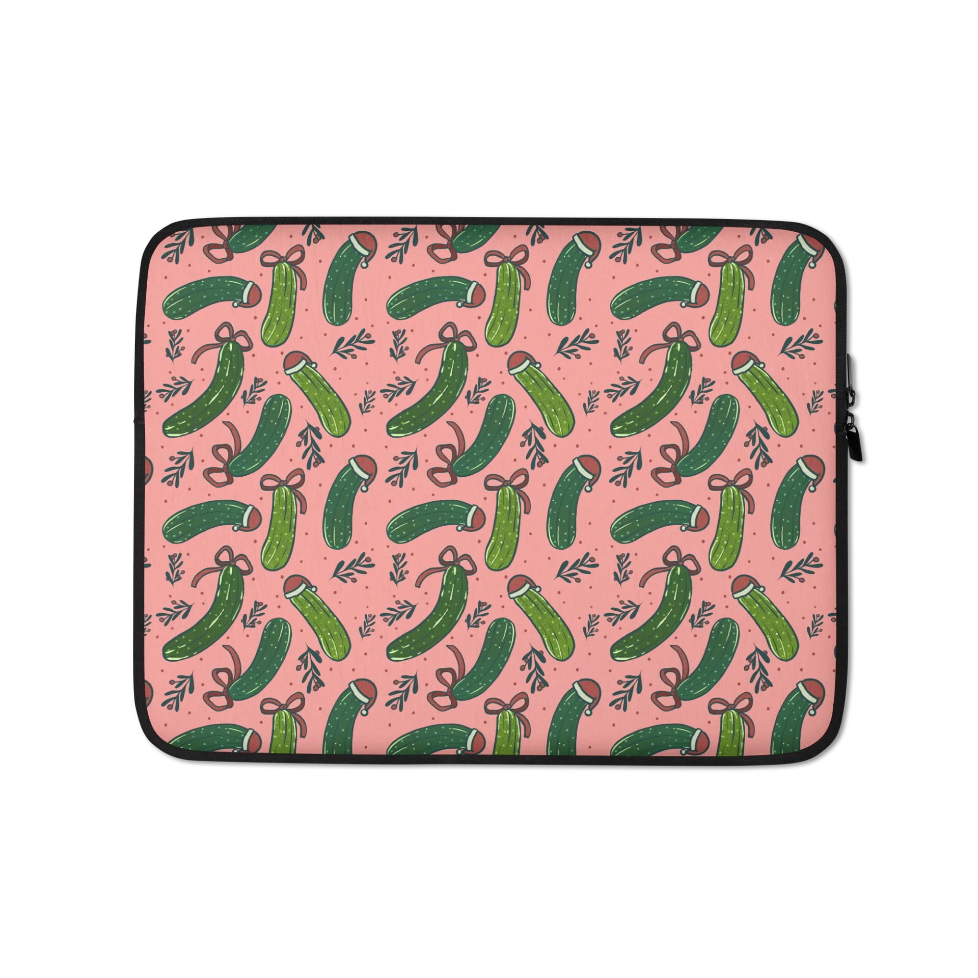 Christmas Dill Pickles Pattern Laptop Sleeve, Pink product image (1)