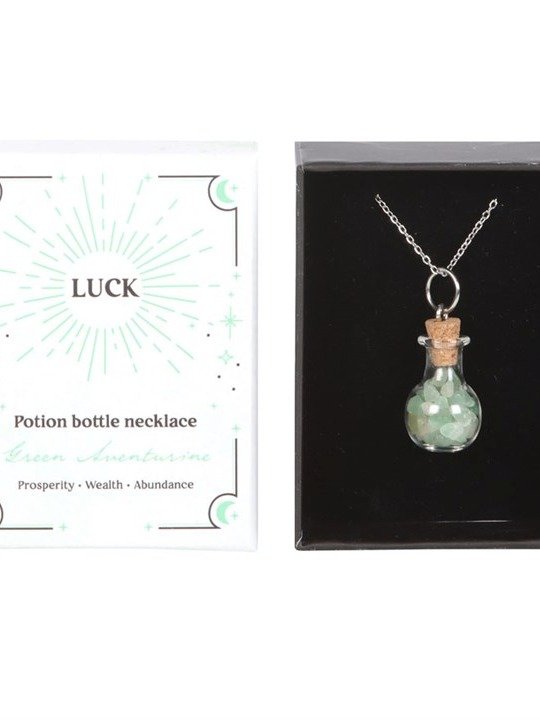 Lucky Aventurine Crystal Chip Potion Bottle Necklace — Only 4 Available product image (1)