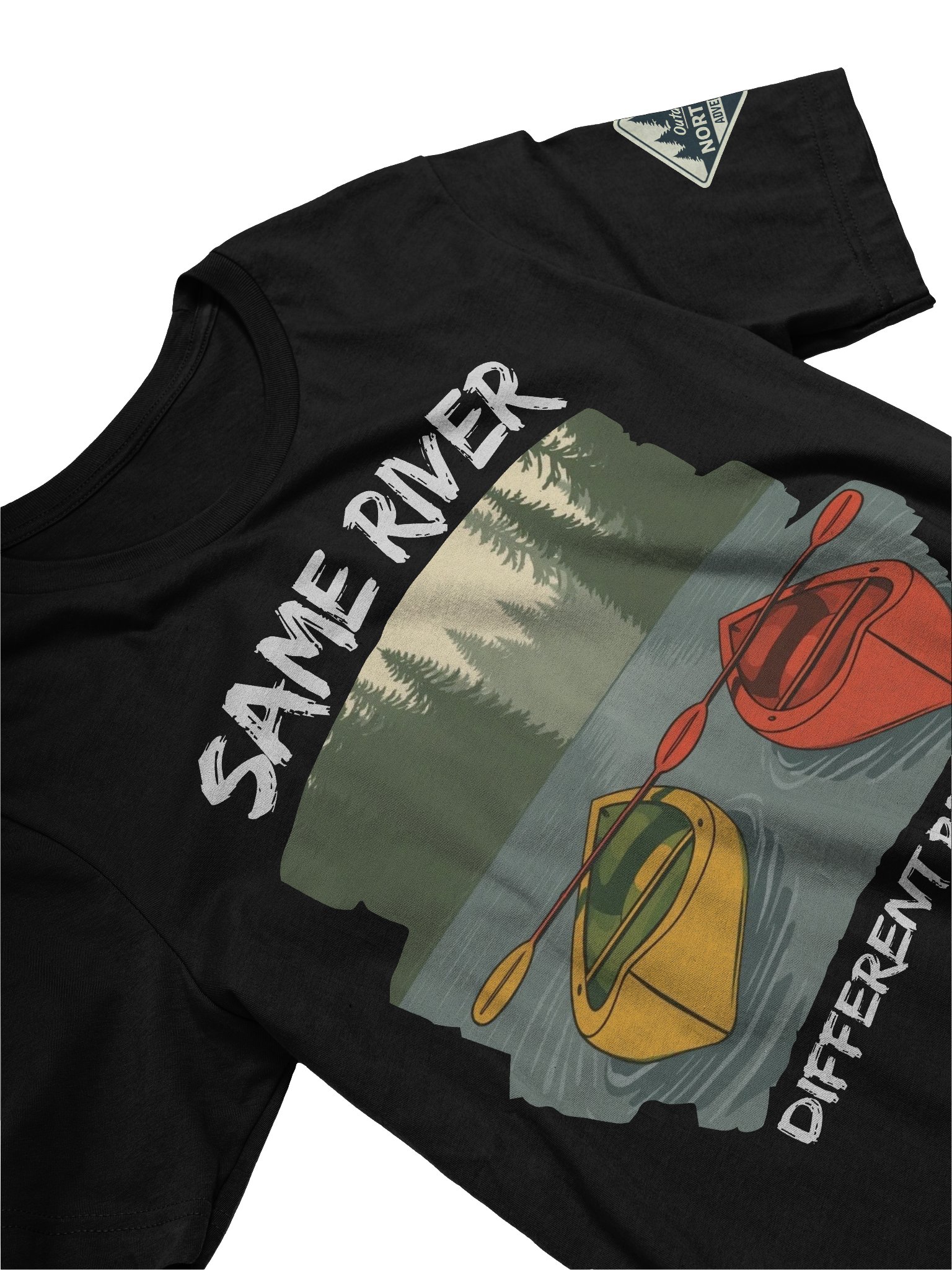 Same River, Different Paddle – Outdoorsy Couples Adventure T-Shirt product image (2)