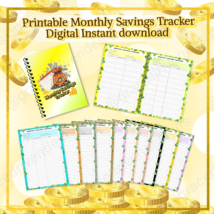 Printable Monthly Savings Tracker | Instant Digital Download + Freebies product image (2)