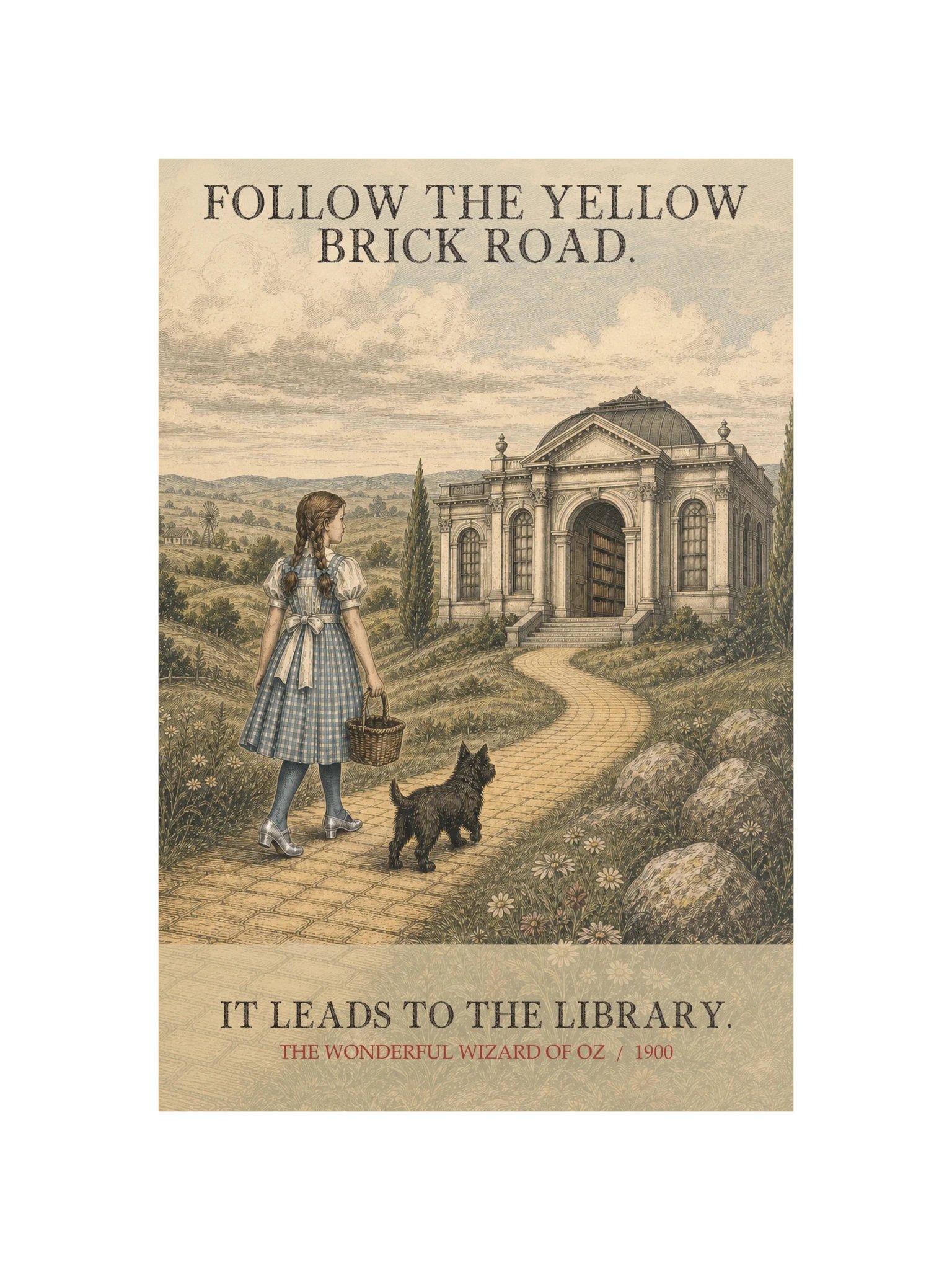 Follow Yellow Brick Road Leads Library -- The Wonderful Wizard of Oz Art Print product image (12)