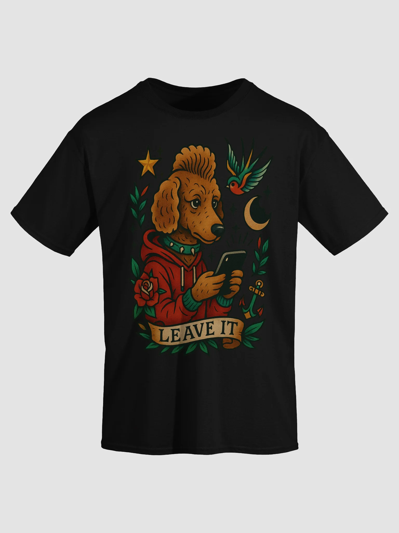 Funny Dog T-Shirt – Leave It Poodle Tattoo Design – Cute Anti-Doomscrolling Shirt for Dog Lovers, Phone Breaks & Social Media Detox product image (3)
