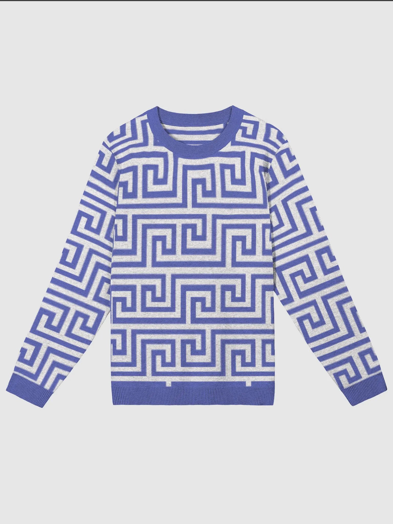Blue Greek Key Knitted Classic Sweater product image (1)