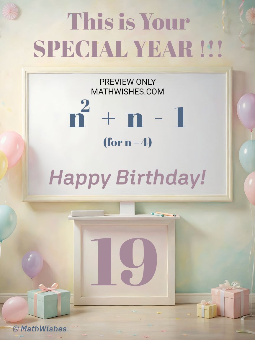 19th Birthday Card - Algebra Equation product image (1)