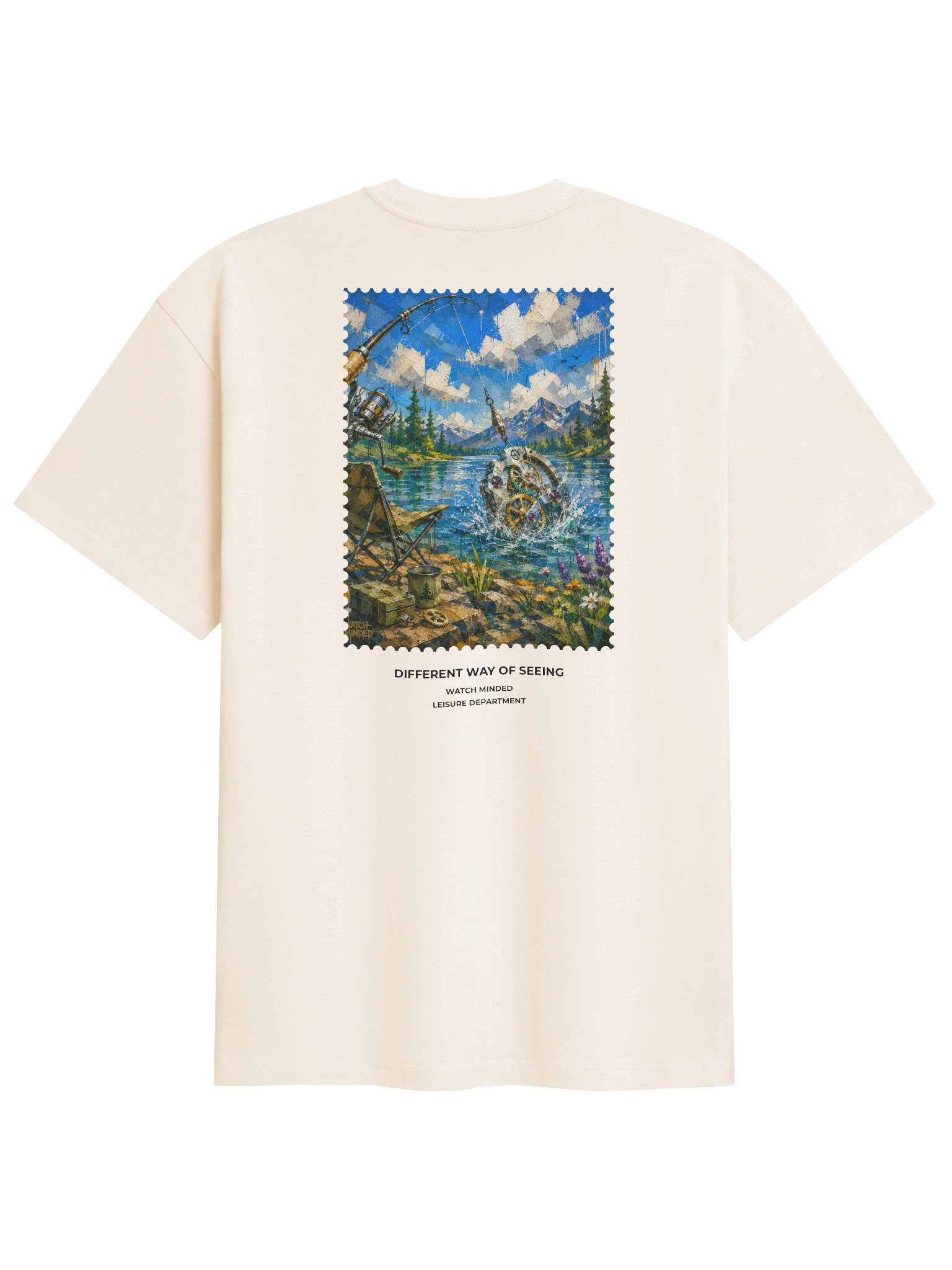 Relaxed Fit Heavy Cotton "Clockwork Fishing" T-Shirt, Vintage White product image (3)