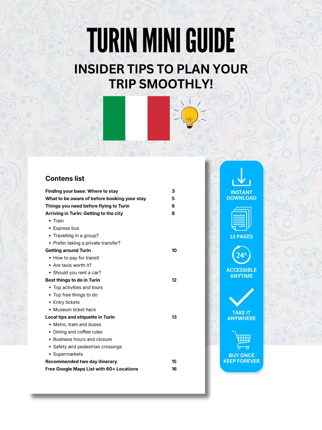 Turin Mini Guide + FREE Google Maps List (60+ LOCATIONS) product image (2)