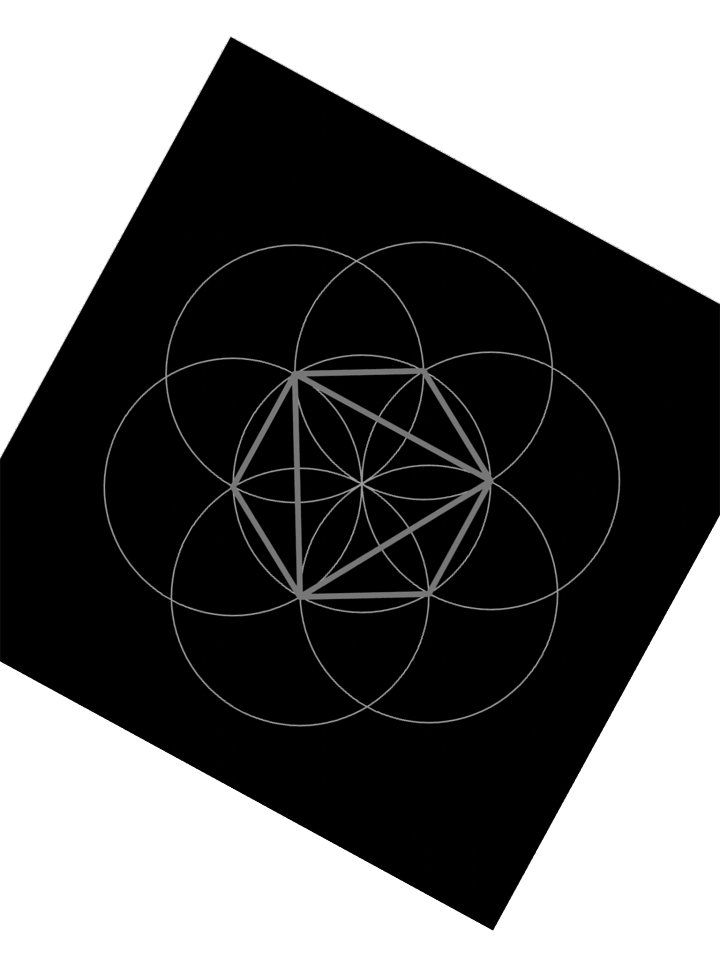 Octahedron Square Sticker – Grey with Flower of Life on Black product image (6)