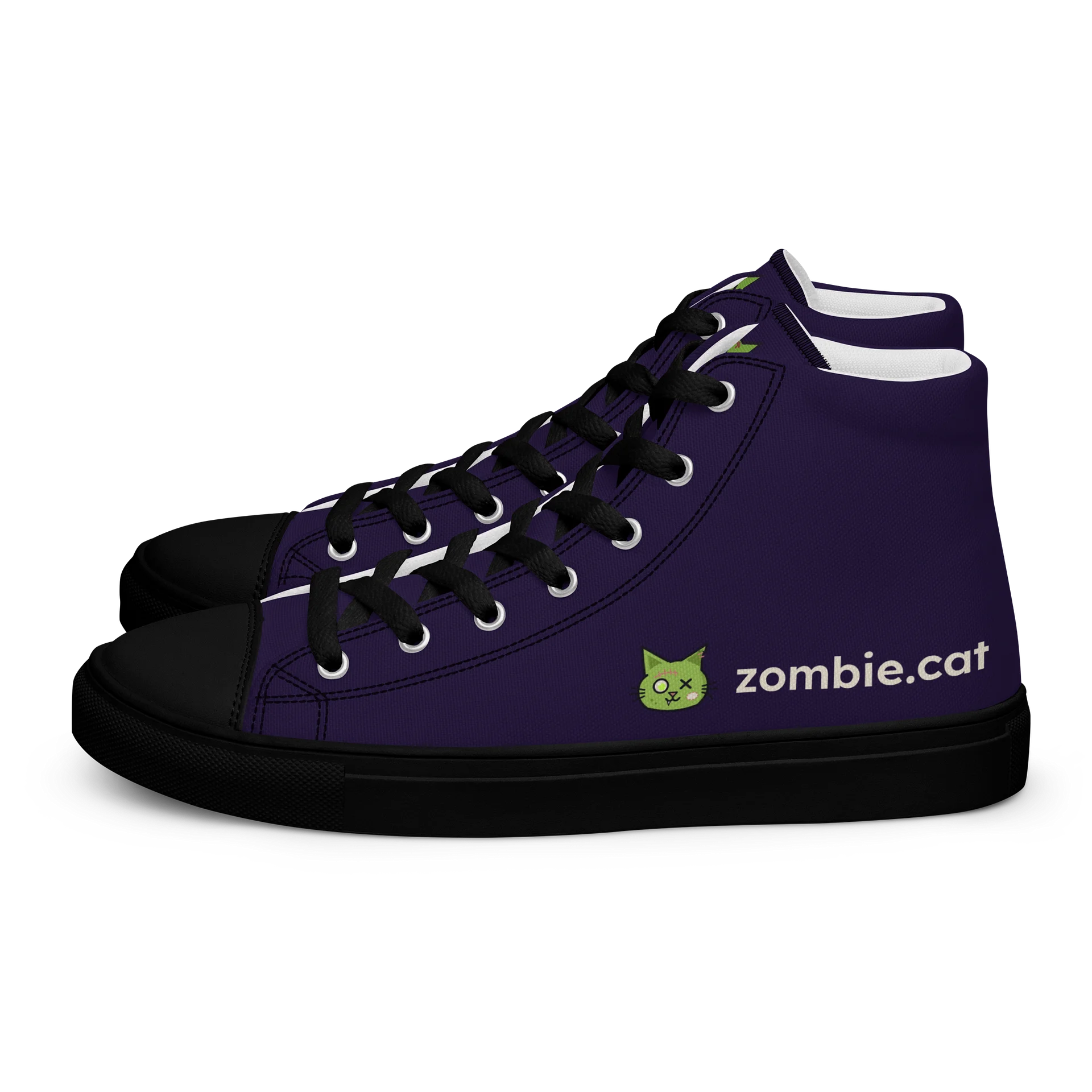 Zombie Cat Kana Men's High Top Canvas Shoes product image (1)