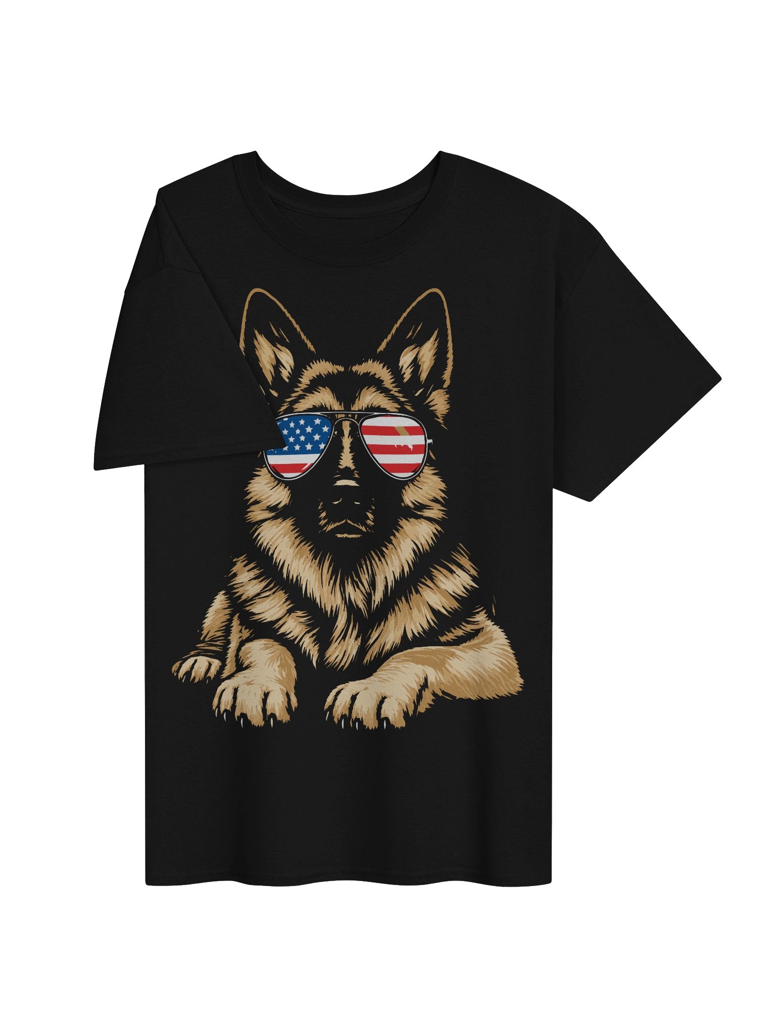 Patriotic German Shepherd Dog with Flag Sunglasses T-Shirt product image (15)
