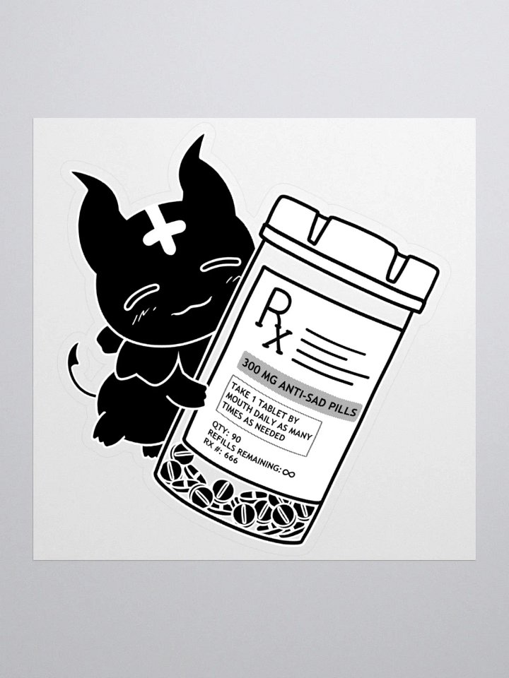 Greeble Anti-Sad Pills Kiss-Cut Sticker (Greyscale) product image (2)