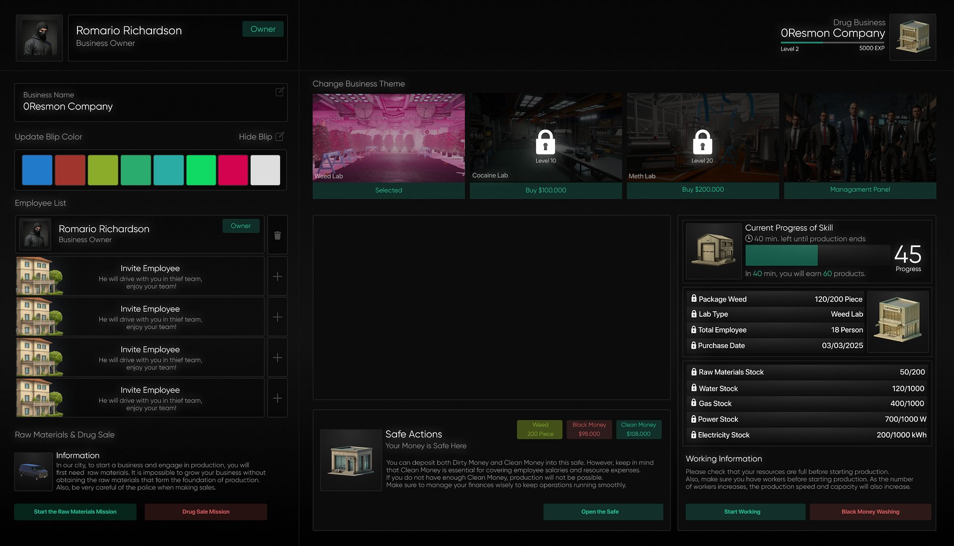 FiveM Manageable Multiplayer Drug Laboratory Script - Drug Business [ QB / ESX / QBOX ] product image (1)