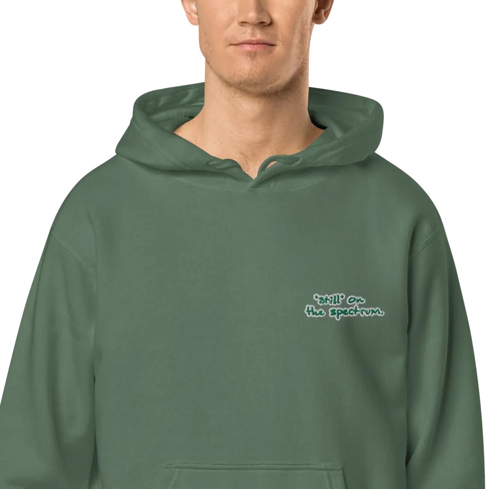 *still* on the spectrum (L.C. green bubble design) embroidered pigment hoodie product image (1)
