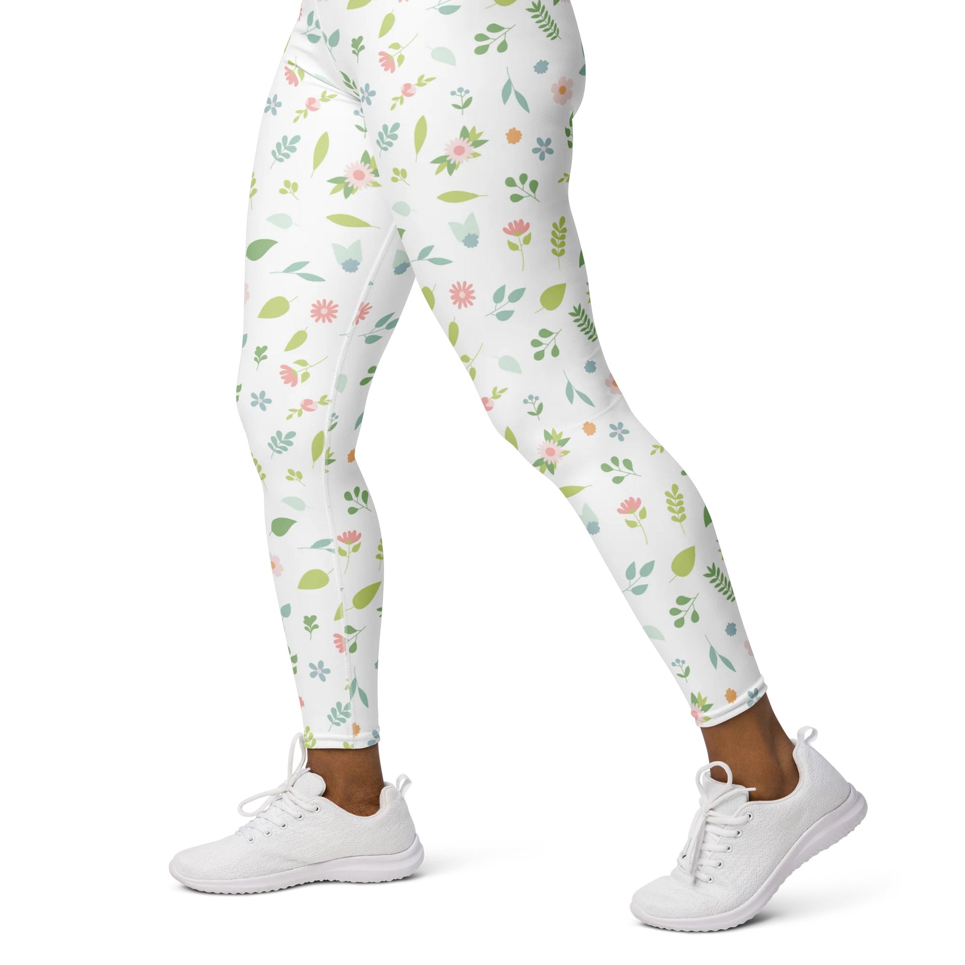 Floral Whimsy High-Waisted Leggings - Pastel Garden Pattern Activewear product image (3)