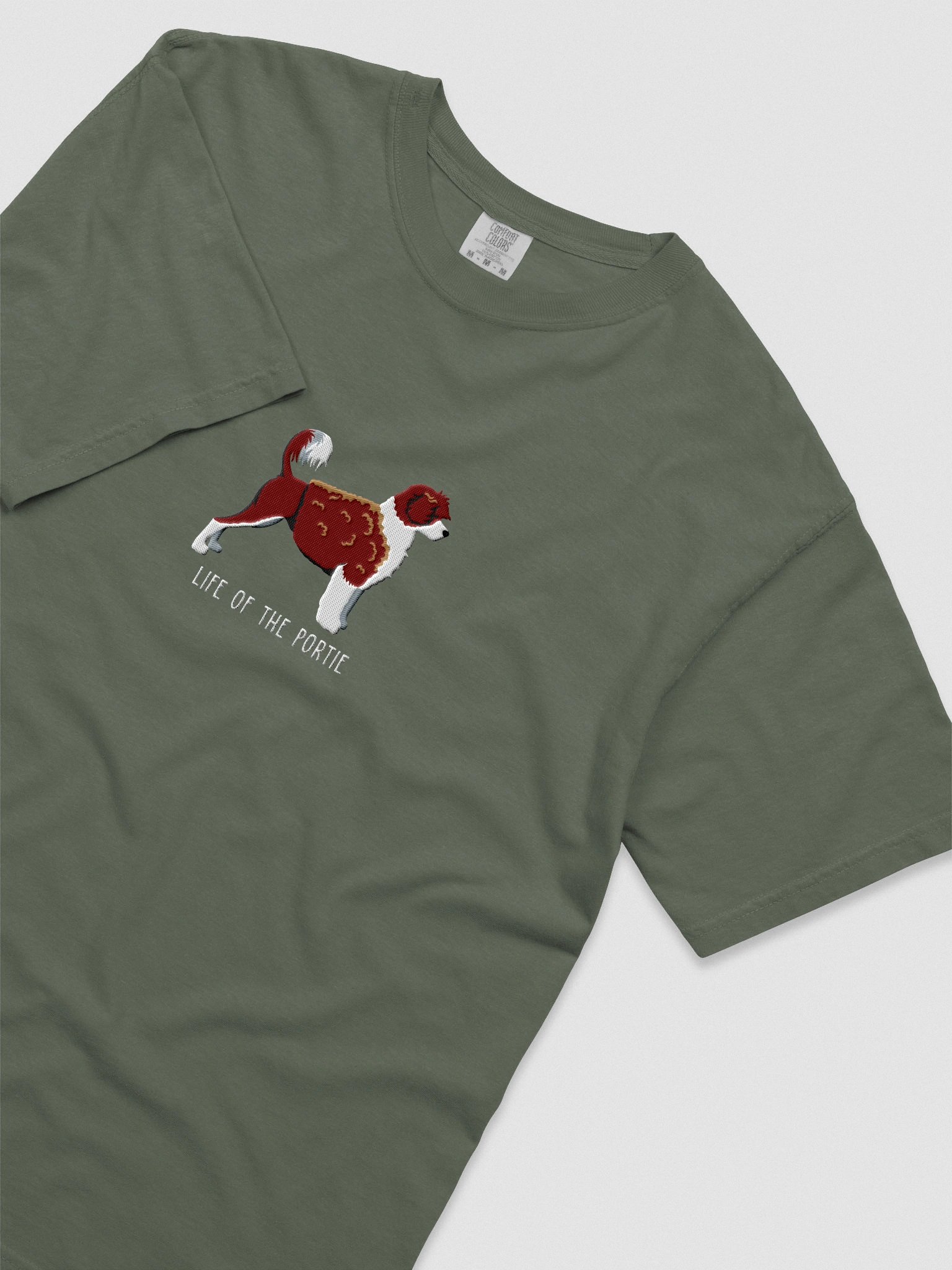 Life of the Portie T-Shirt(Embroidered) of a Portuguese Water Dog(Chocolate & White) product image (8)