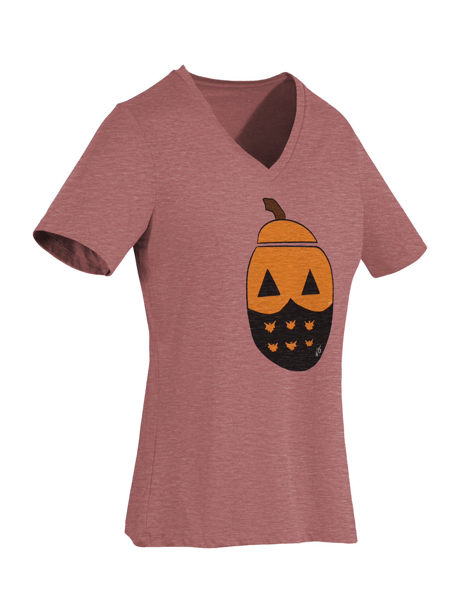 Mask-O-Lantern v-neck tee (black mask) product image (7)