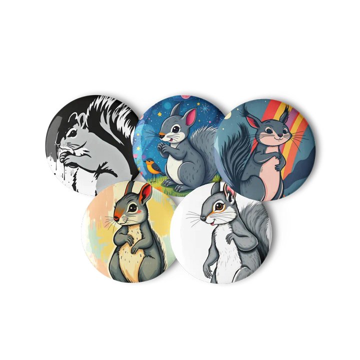 Whimsical Squirrel Pin Button Set product image (3)