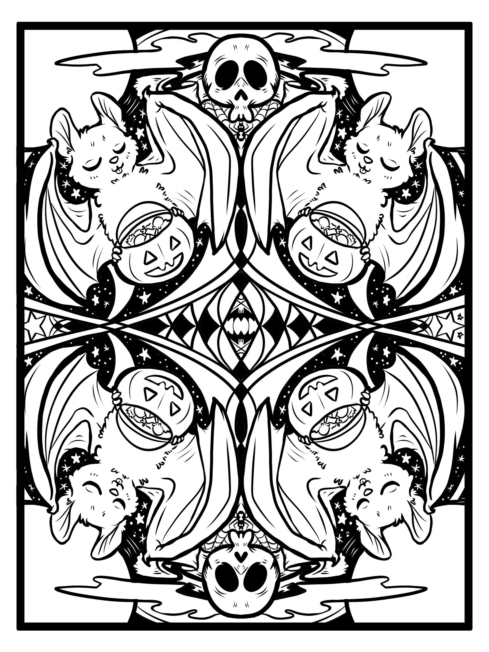 Cute Cartoon Bats - Halloween - Coloring Pages product image (2)