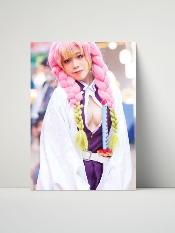 Demon Slayer Mitsuri Kanroji Cosplay Pink Braids – Glossy 8x10 Metal Print product image (1)
