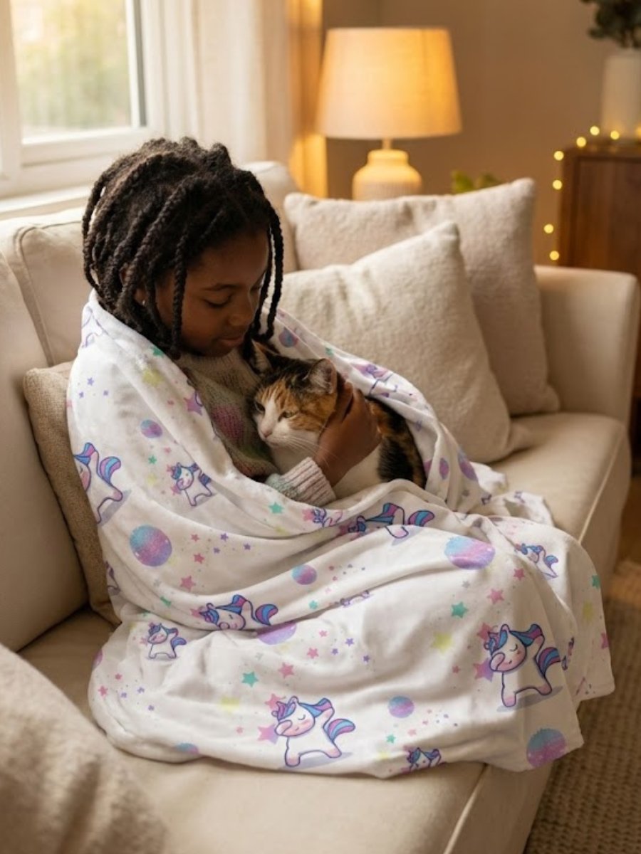 Disco Dabbing Unicorn Throw Blanket product image (1)