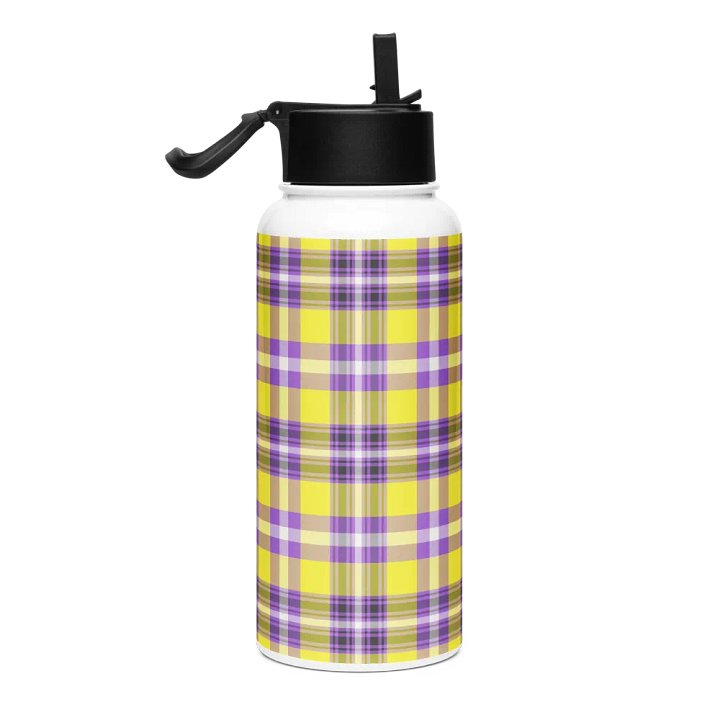 Yellow and Purple Plaid Water Bottle product image (1)