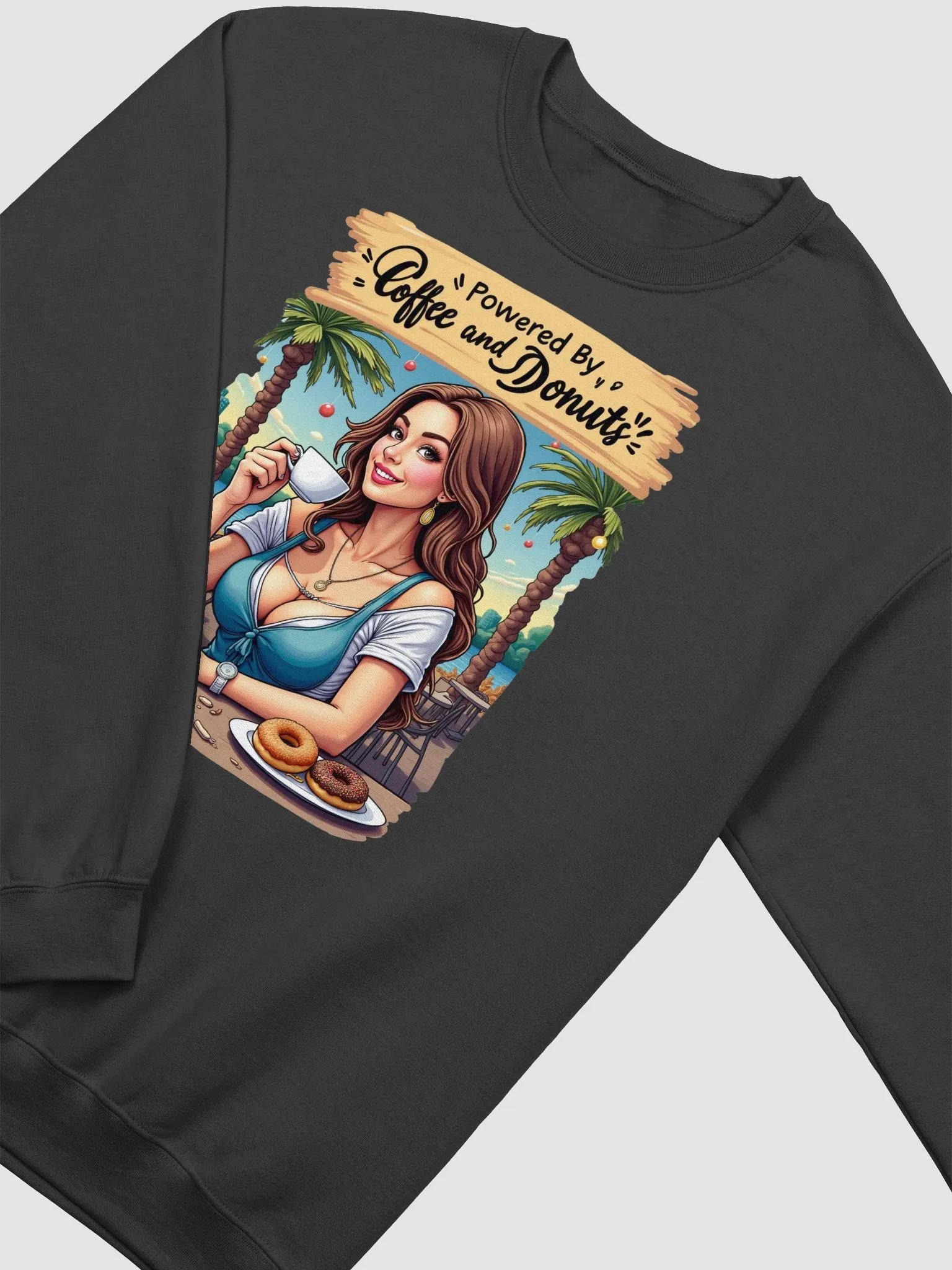 Powered By Coffee and Donuts Crewneck Sweatshirt product image (17)