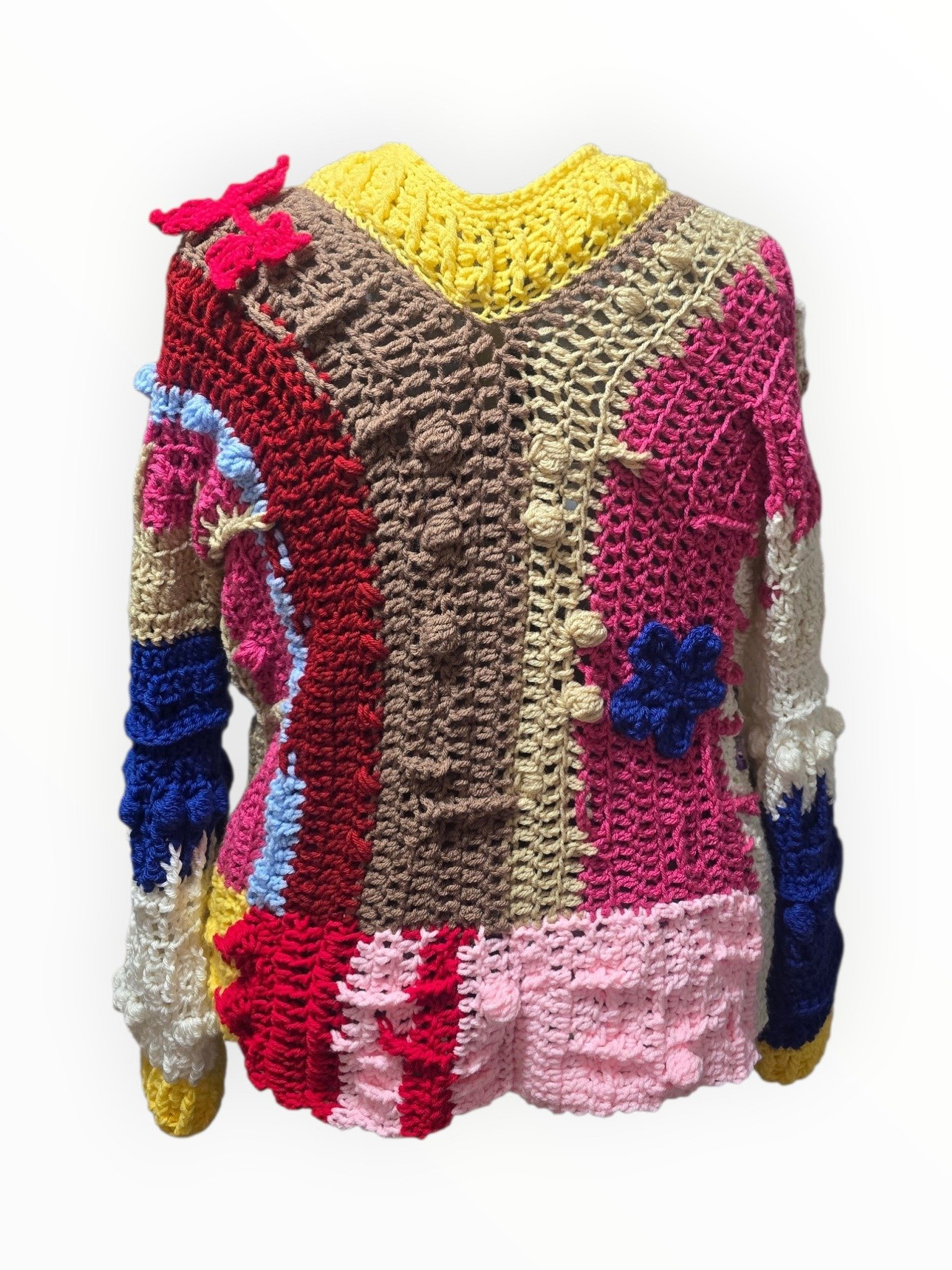 Suéter de Crochet Color-Block Artesanal (Talla M/L) product image (6)