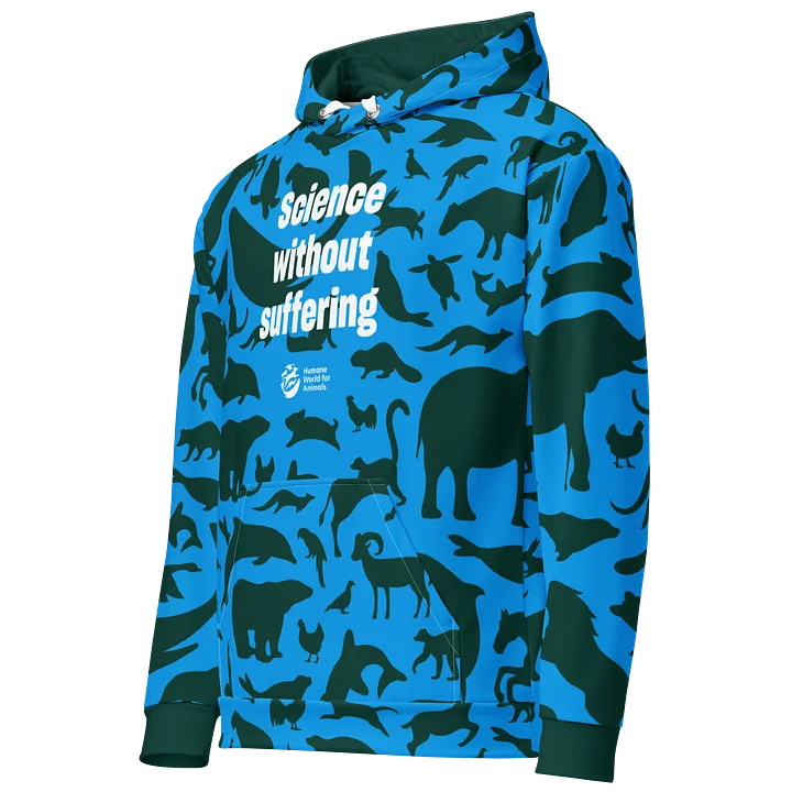Science without suffering Hoodie - Green on blue product image (2)