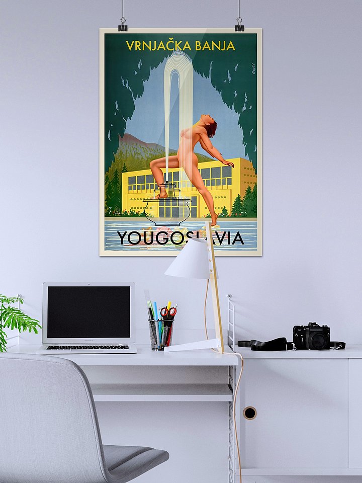 Yugoslavia, Vrnjačka Banja, 1950s — retro vintage travel poster, retro travel art, retro travel wall art, art deco poster, art deco product image (2)