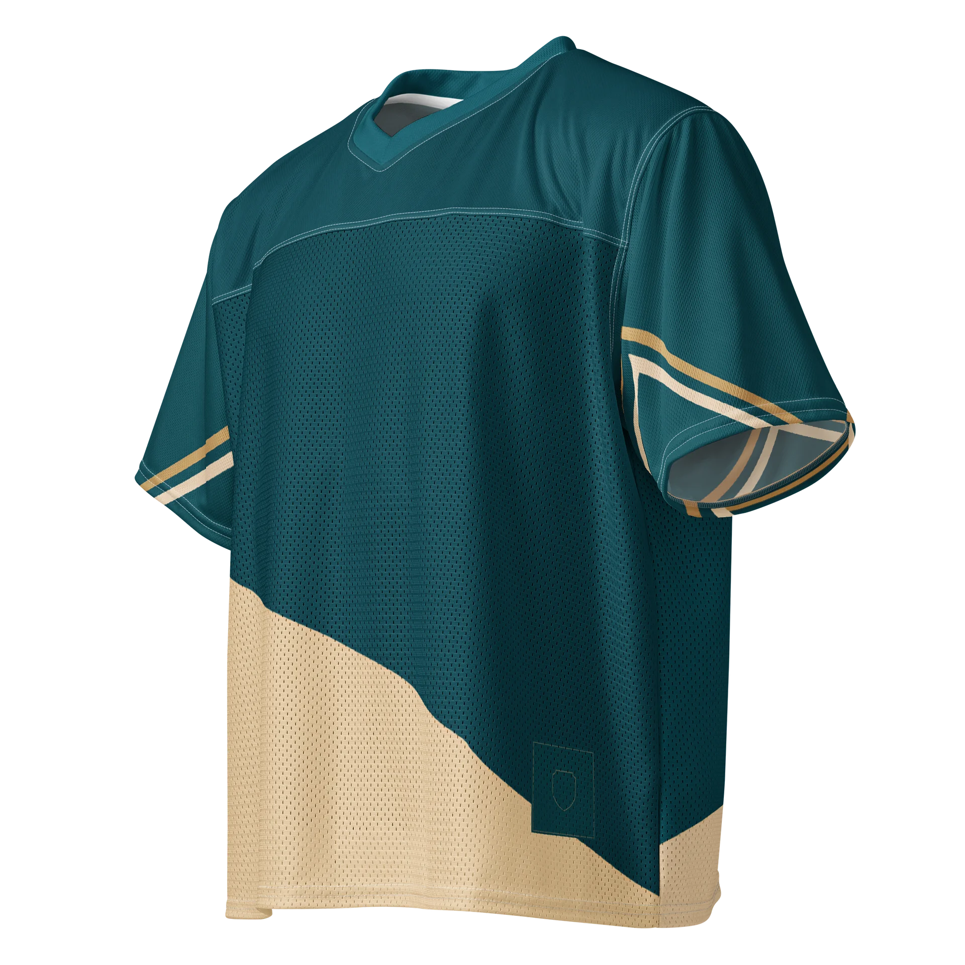 Teal Beige Abstract Boxy Football Jersey product image (3)