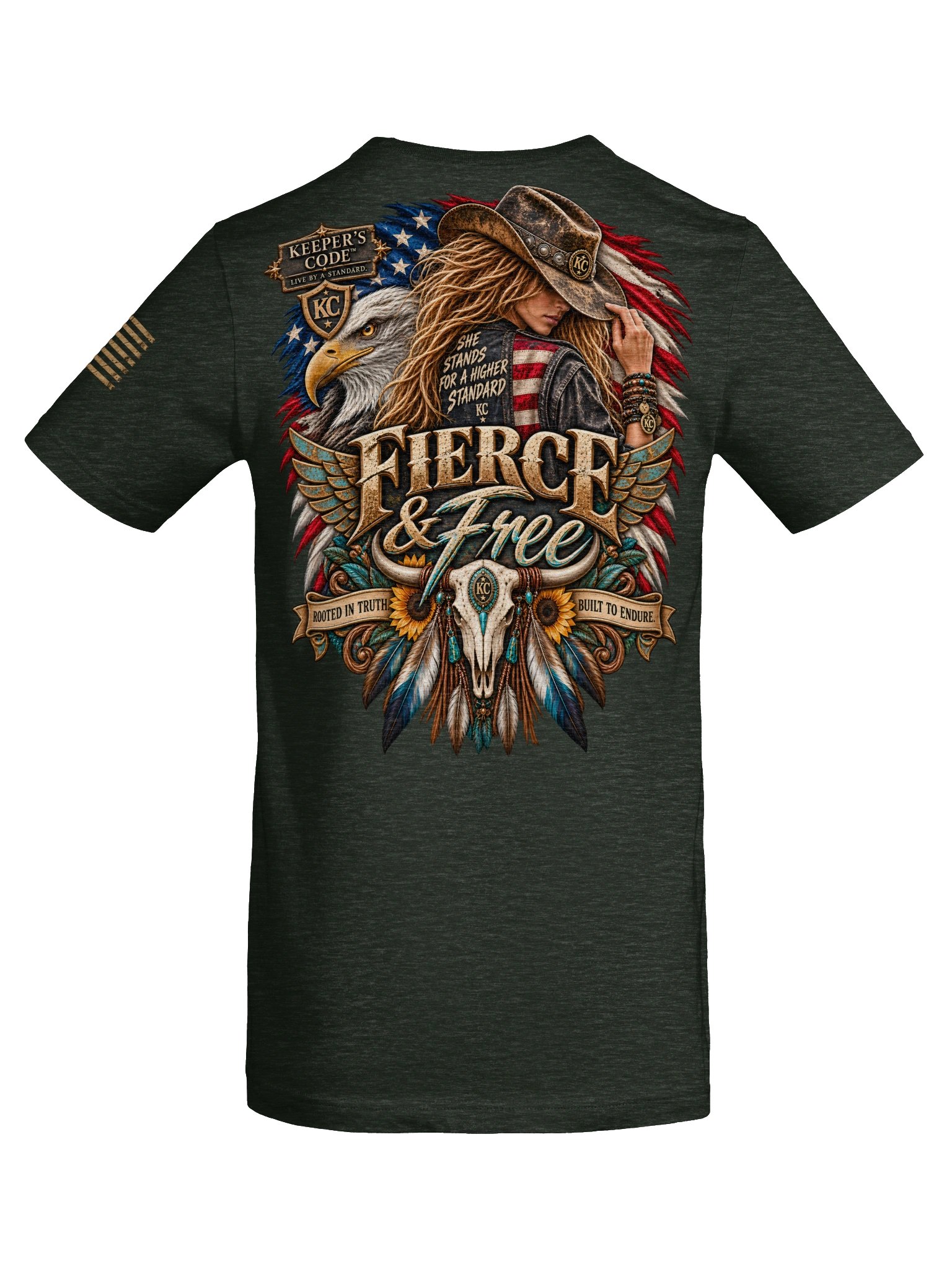Keeper’s Code™ Women’s Fierce & Free Western Eagle Graphic T-Shirt product image (22)