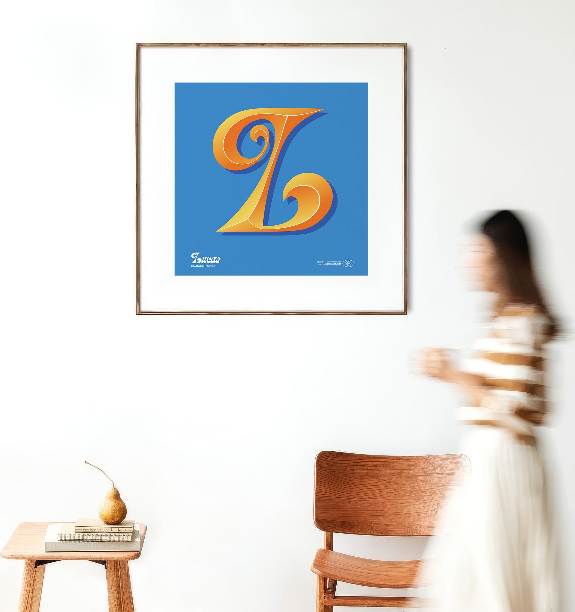 Custom Retro Name Letter Art Print product image (8)