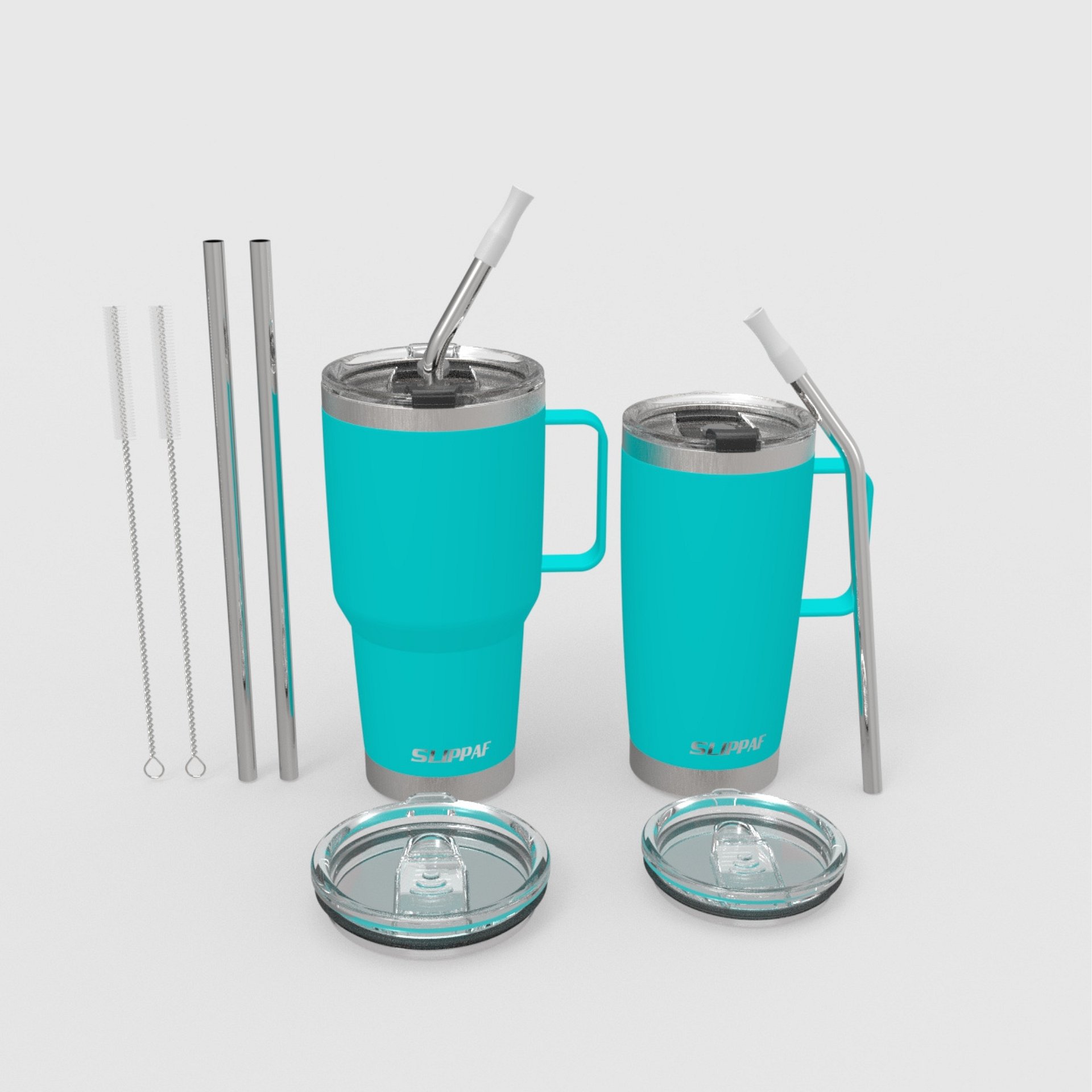 2 pack Tumbler 20 + 30 Oz With Handle, Lid and Straw (Blue) product image (8)
