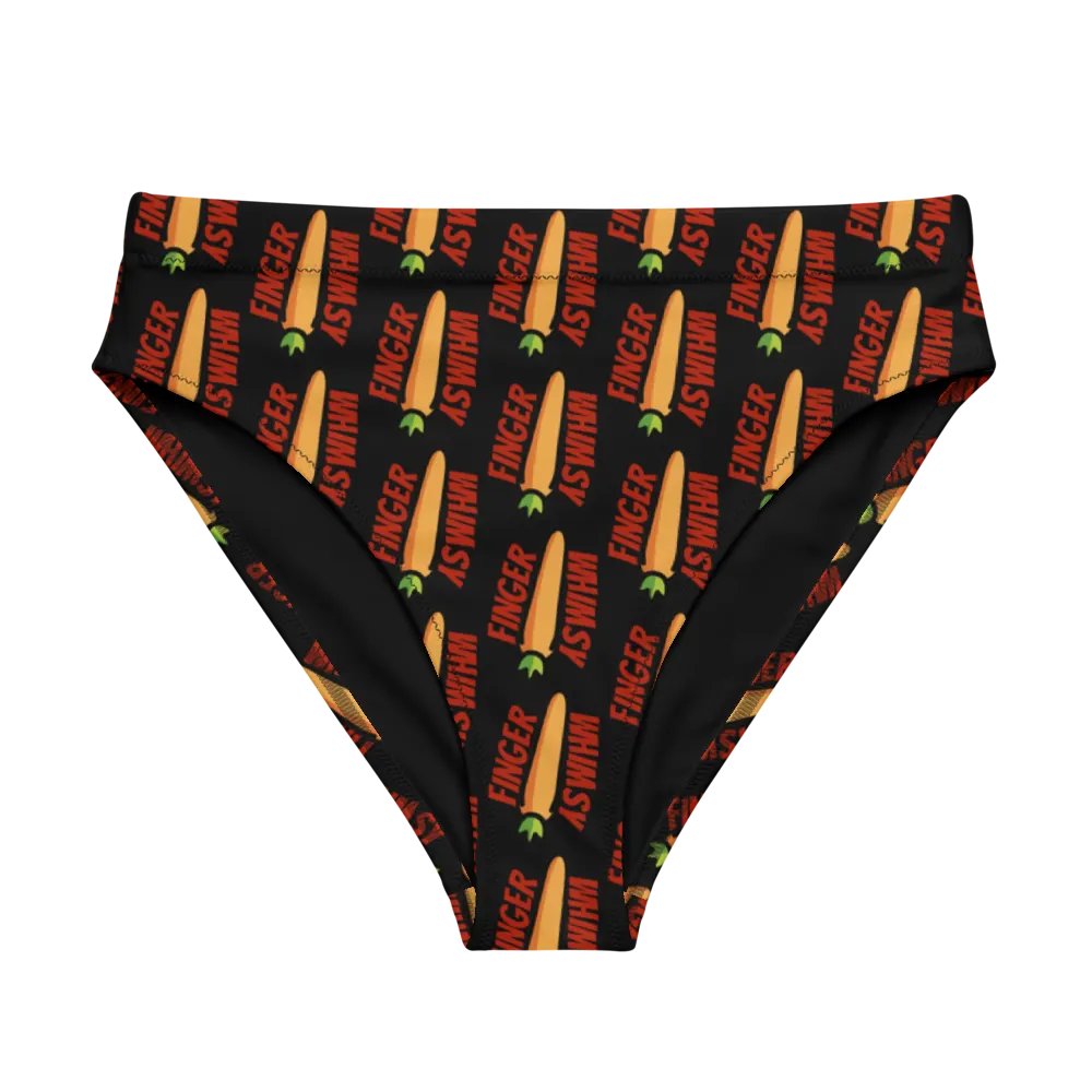 Finger Whimsy (BLK) High-Waisted Bikini Bottoms product image (9)
