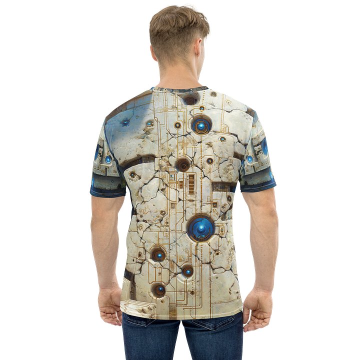 Stone Sentinel of the Luminous Wall – Ancient Greek Tech T-Shirt product image (2)