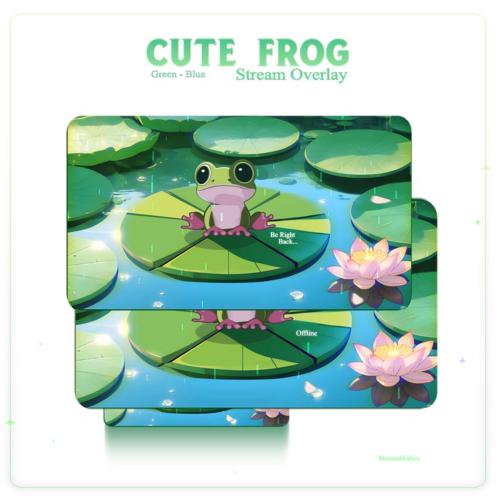 ANIMATED Scenes Overlay pack, Frog Overlay Animated, Twitch Stream Overlay, Cute green Frog Overlay, Stream Overlay Pack Animated product image (1)