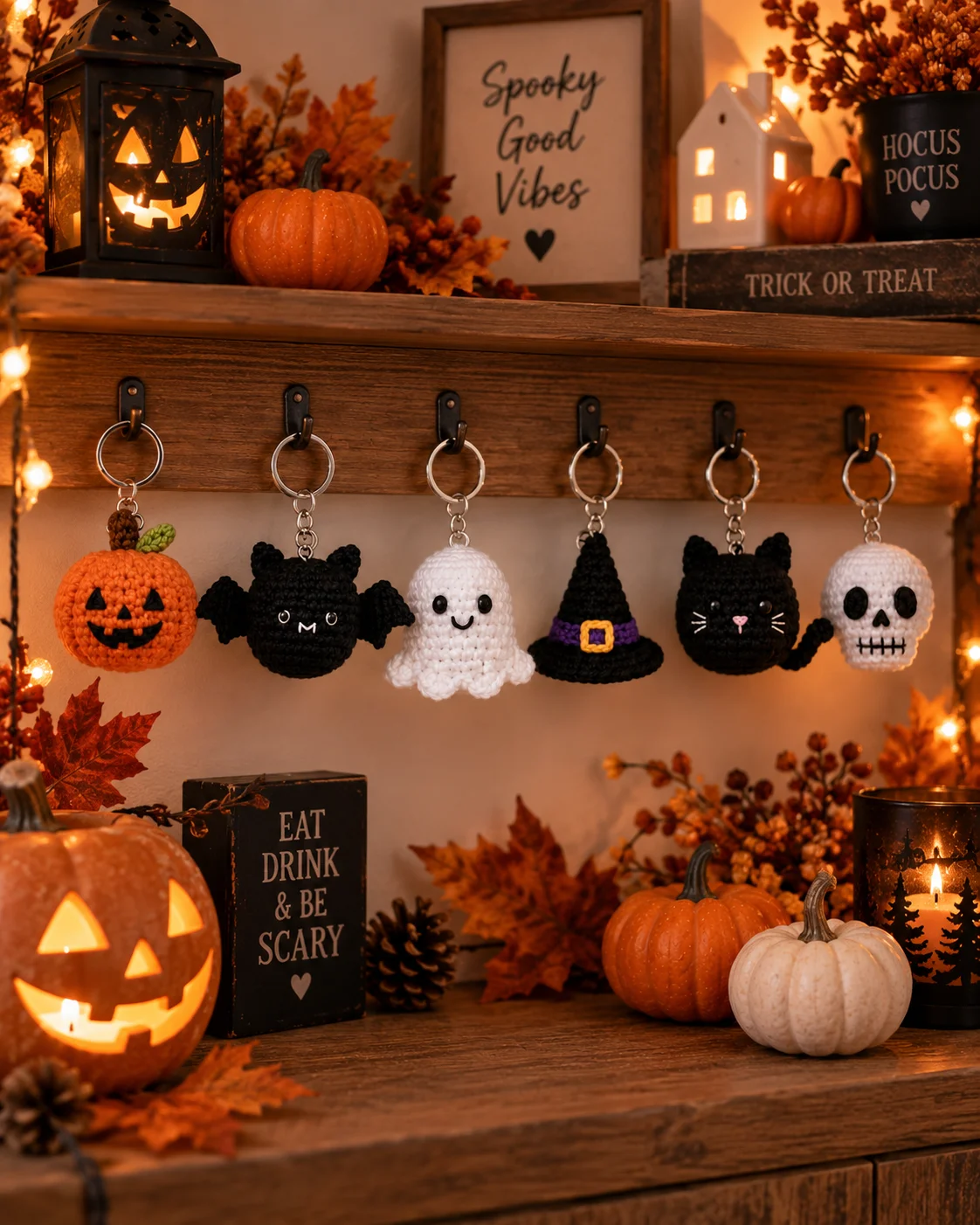 Halloween Crochet Keychain Patterns PDF, 10 Amigurumi Designs, Spooky Bundle, Digital Download product image (9)