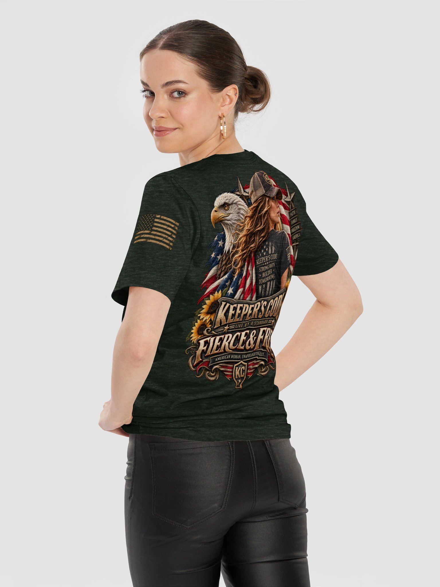 Women’s Fierce & Free Strong Roots Patriotic Graphic T-Shirt product image (5)