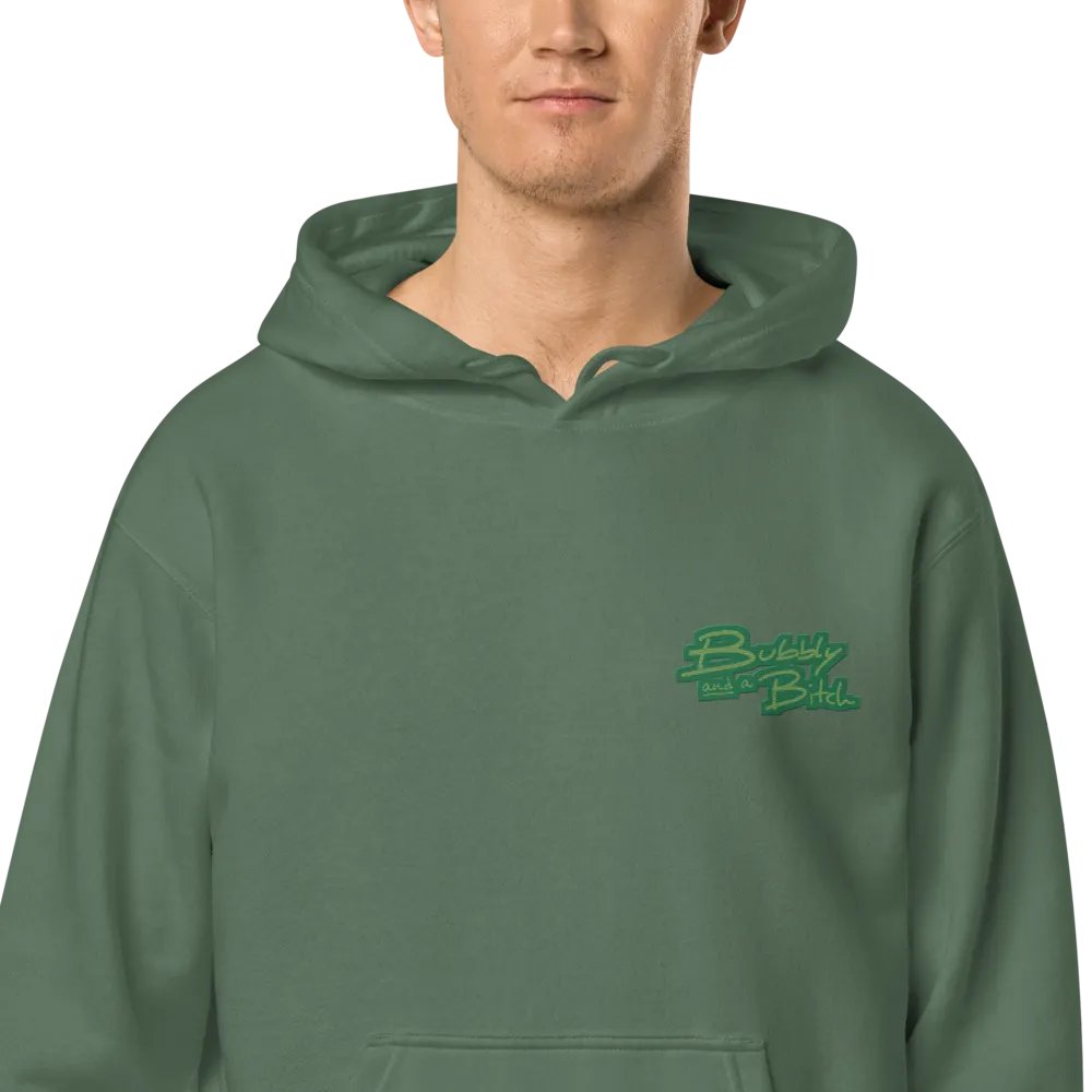 Bubbly and a B*tch (L.C. moss design) embroidered pigment-dyed hoodie product image (12)