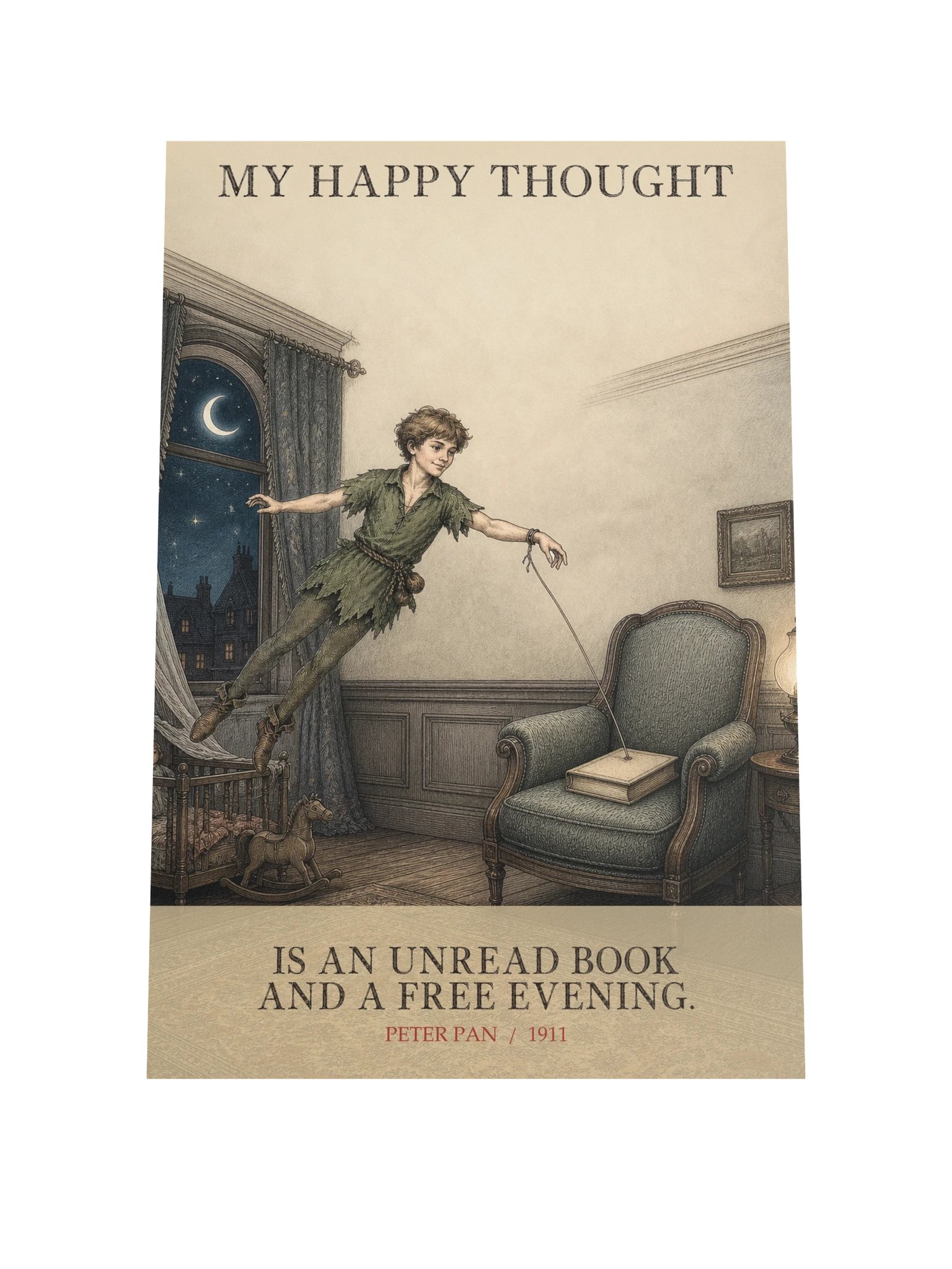 Happy Thought Unread Book Free Evening -- Peter Pan Art Print product image (9)