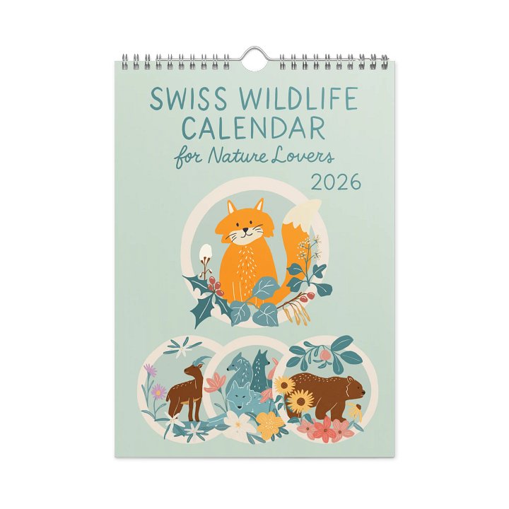 Swiss Wildlife 2026 Wall Calendar – Nature-Inspired Animal Art for Kids, Families & Nature Lovers product image (1)
