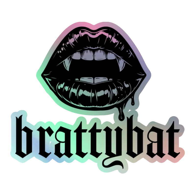 brattybat holographic logo sticker - black product image (1)