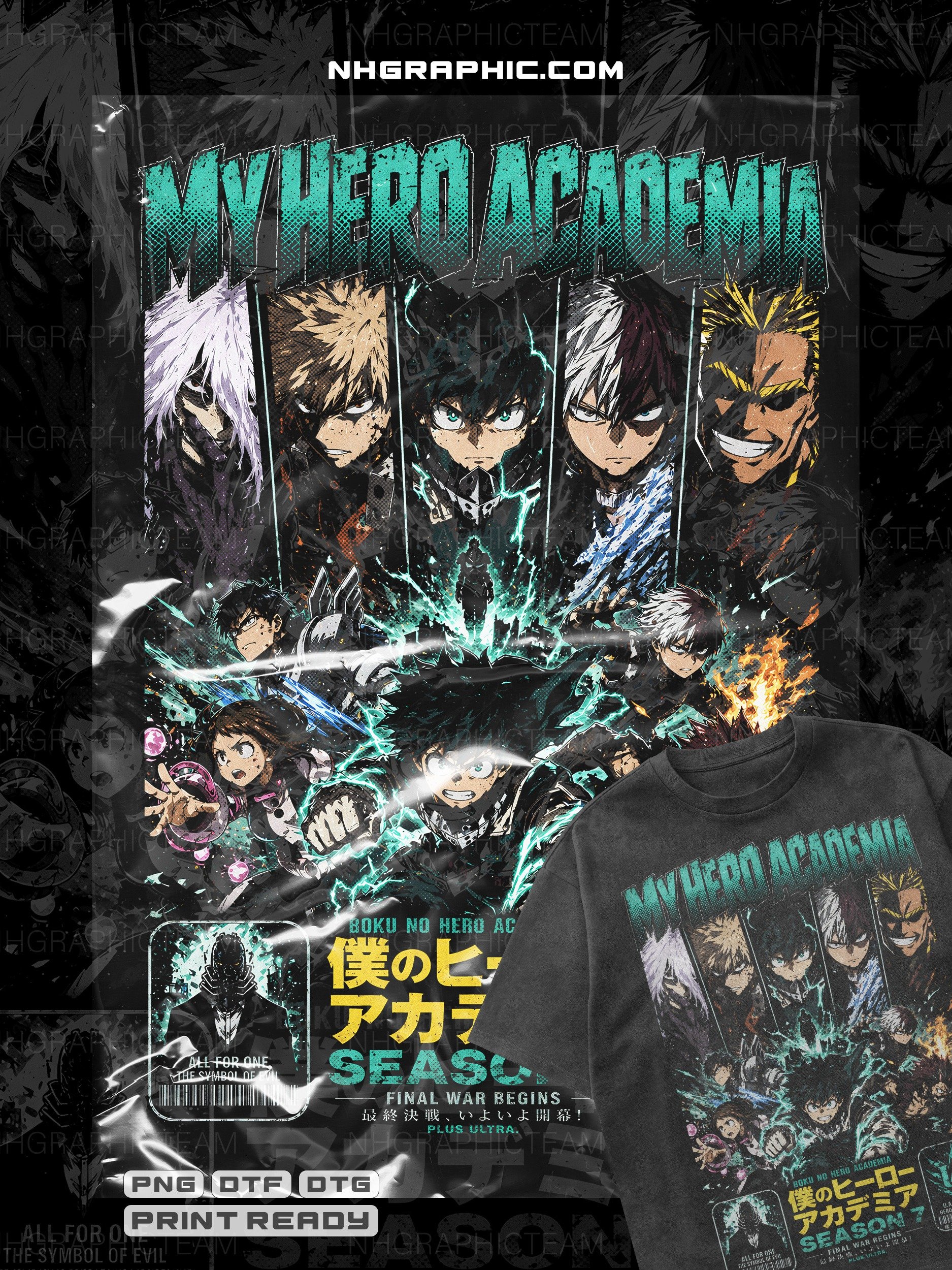 10 Halftone Anime Shirt PNG Designs DTG DTF Bundle product image (7)