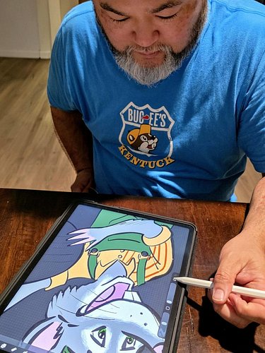 Aaron's trying so hard to come up with art that people actually want to buy. We're really struggling to raise enough funds to...
